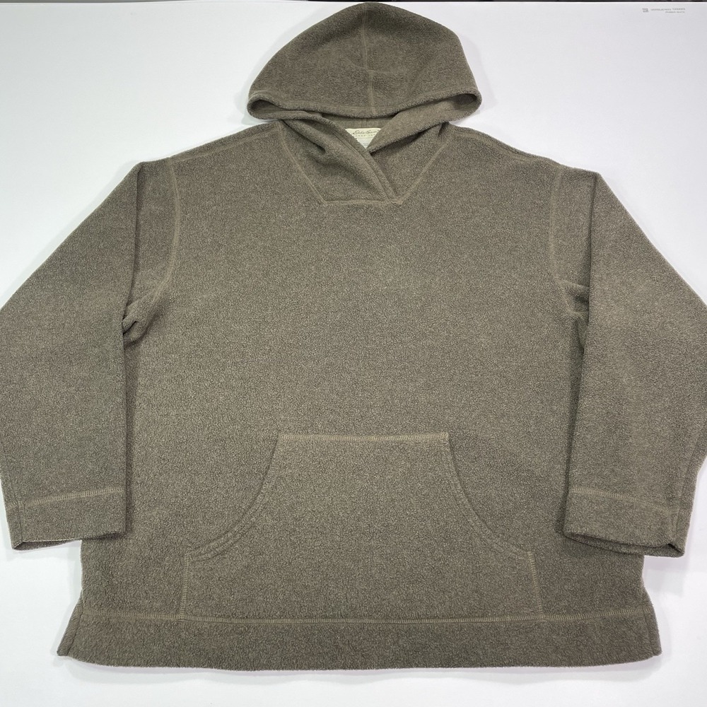 Vintage Eddie Bauer Hoodie Men's Large Brown Pullover Fleece Layer Polartec